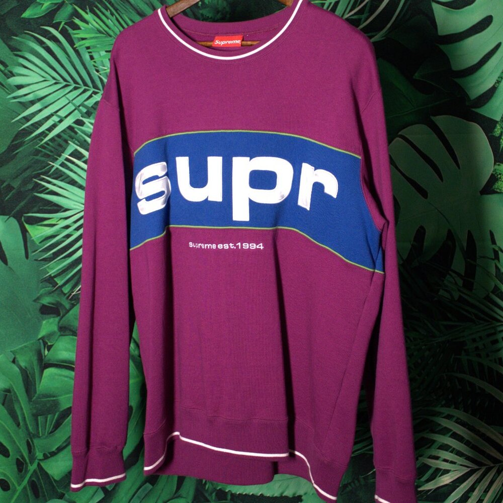 SUPREME STITCHED LOGO EST 1994 MENS CREWNECK SWEATER XL HYPEBEAST STREET… - Picture 1 of 5